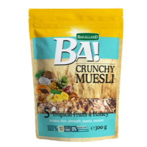 Bột ngũ cốc BA Crunchi Muesli 5 Tropical Fruits & Honey gói 300g