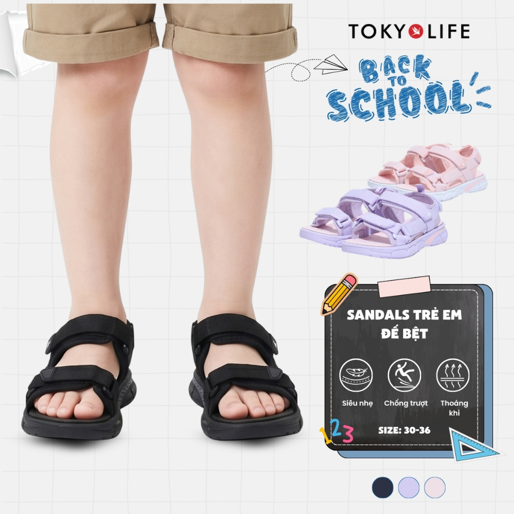 Sandals trẻ em đế bệt TOKYOLIFE dép quai hậu cho bé đi học đi chơi êm chân thoải mái 40005772