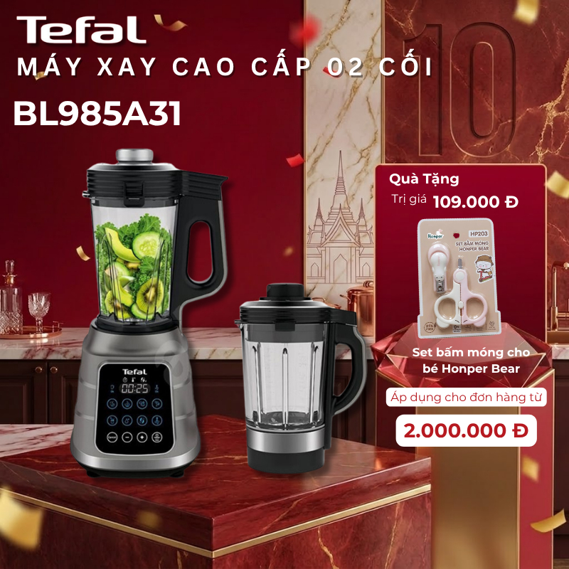 Máy xay sinh tố và làm sữa hạt đa năng Tefal BL985A31-1300W- 2 cối