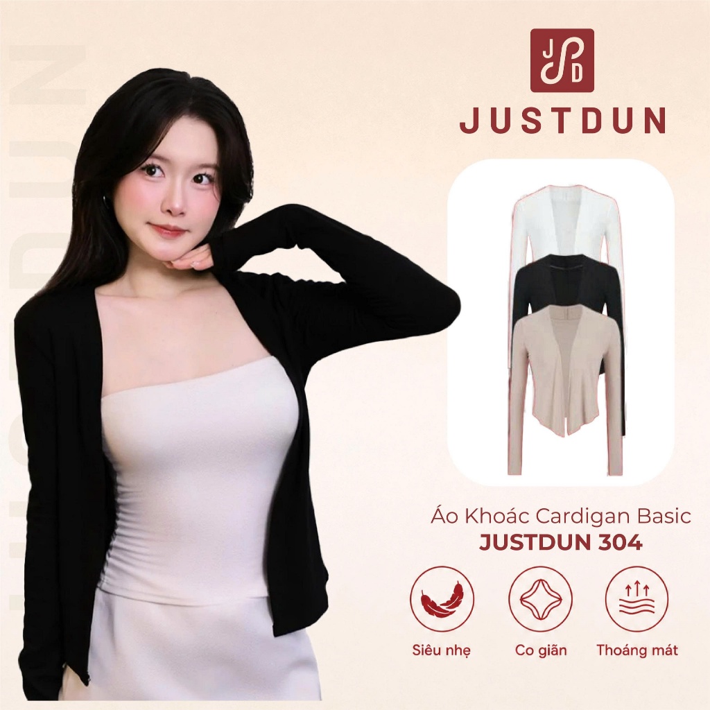 Áo Khoác Cardigan Nữ Dáng Dài JUSTDUN 304 - Vải Cotton Mịn, Mềm Mại, Thoải…