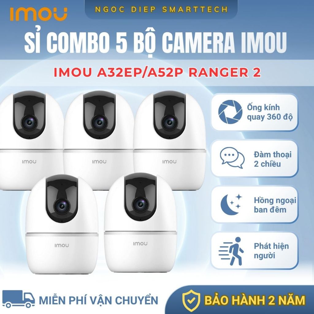[SỈ 5-10 BỘ] Camera WiFi IMOU A32 A52 Ranger 2 3MP/5MP Trong Nhà, AI Phát Hiện Người, Đàm Thoại 2 Ch