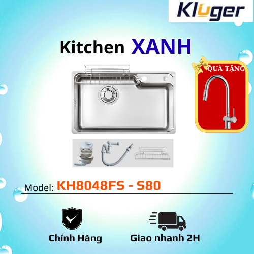 Kluger KH8048FS – S80 Plus/ Chậu rửa bát cao cấp kluger/  Bề mặt LINEN thế hệ mới, kháng xước