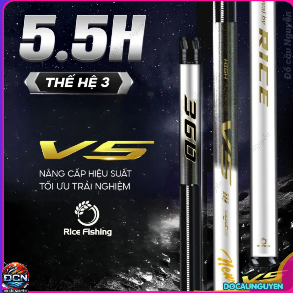 Cần Câu Đài V5 5,5H Thế hệ 3 Rice Fishing Carbon 30T & 40T Phiên Bản Mới