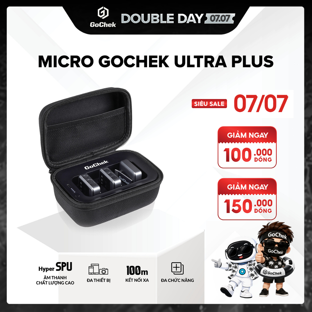 Mic Thu Âm Không Dây Gochek Ultra Plus – Thiết Bị Chuyên Nghiệp, Đa Thiết Bị, Đa Chức Năng