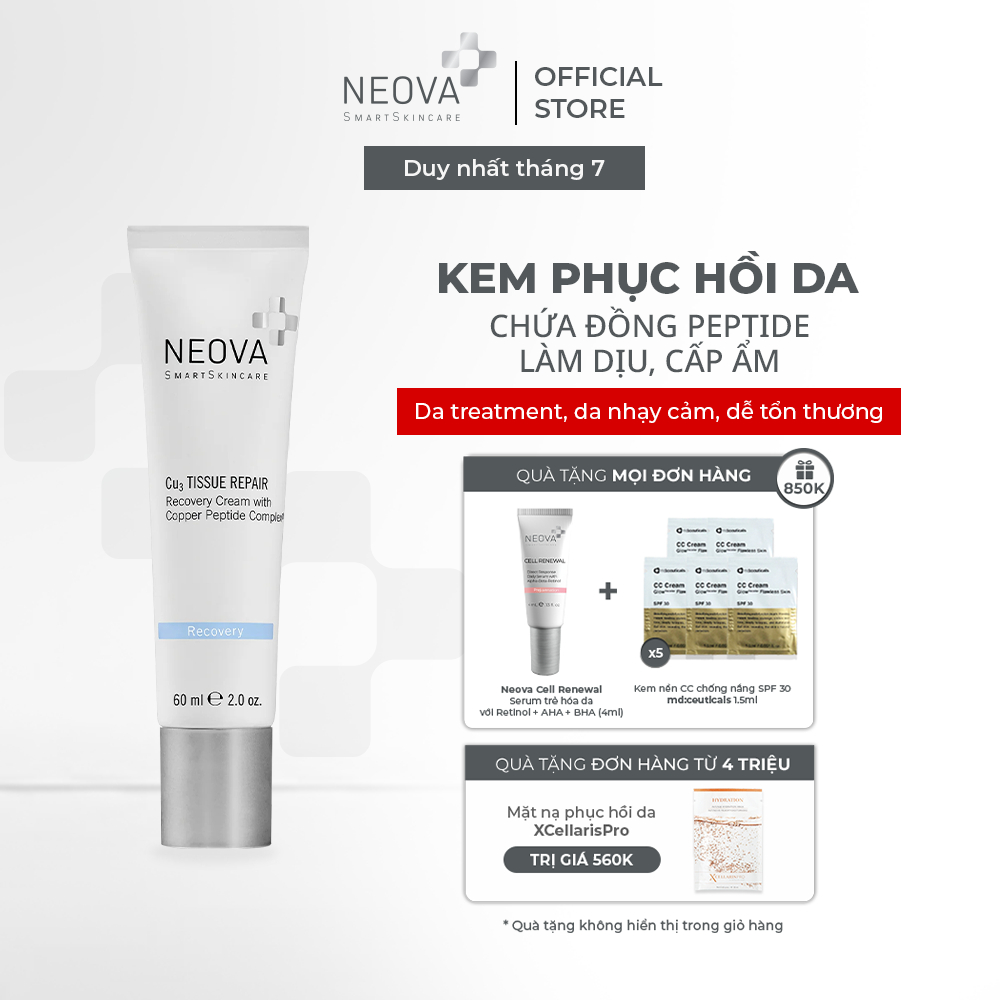 Kem phục hồi da sau liệu trình thẩm mỹ Neova Cu3 Tissue Repair 60ml