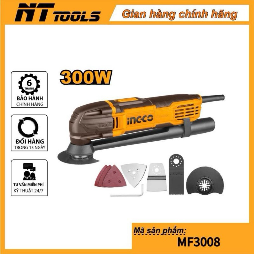 Máy cắt rung góc đa năng INGCO MF3008 300w tặng kèm bộ phụ kiện lưỡi cắt