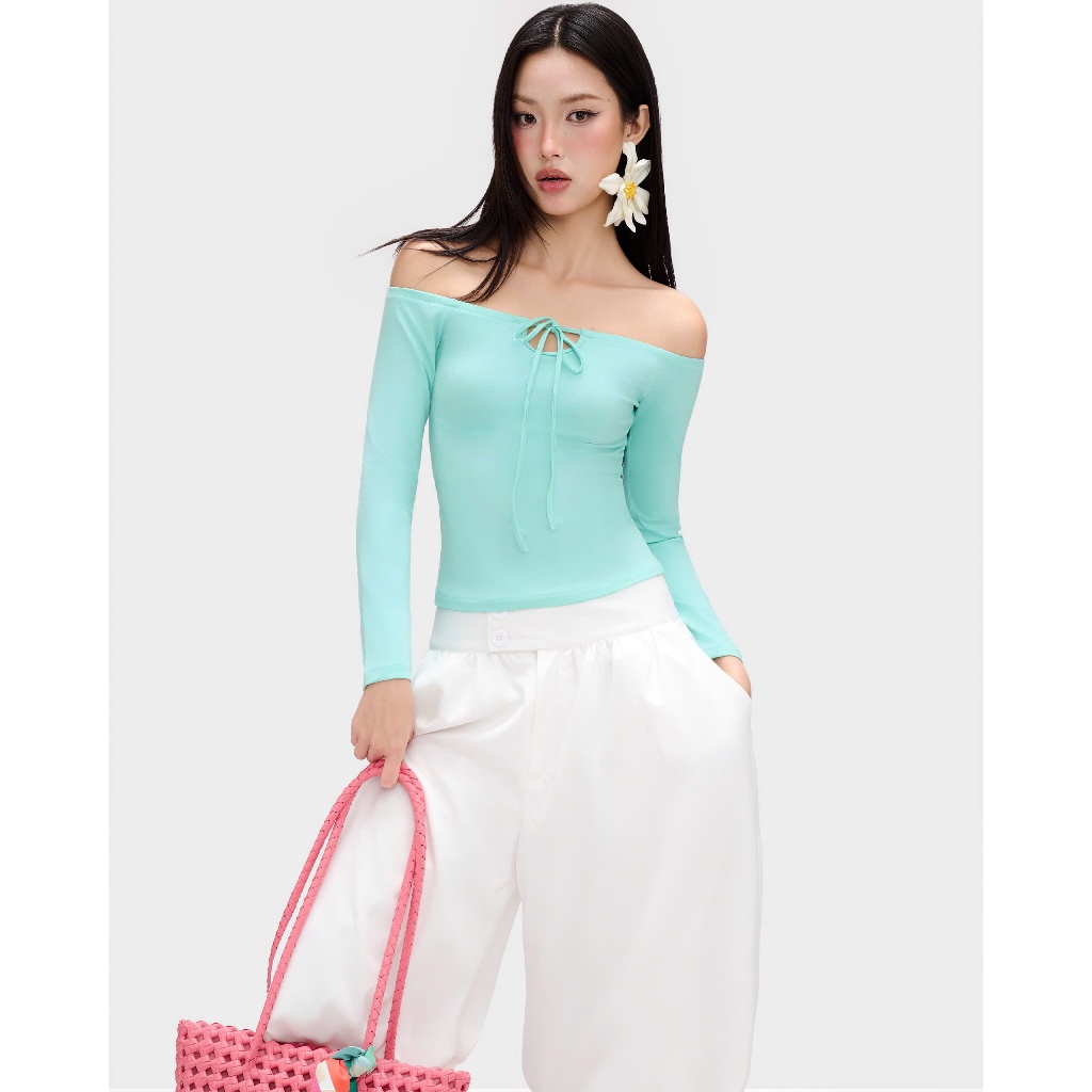 Áo trễ vai EAGER kiểu dáng cột nơ trước ELENA TOP