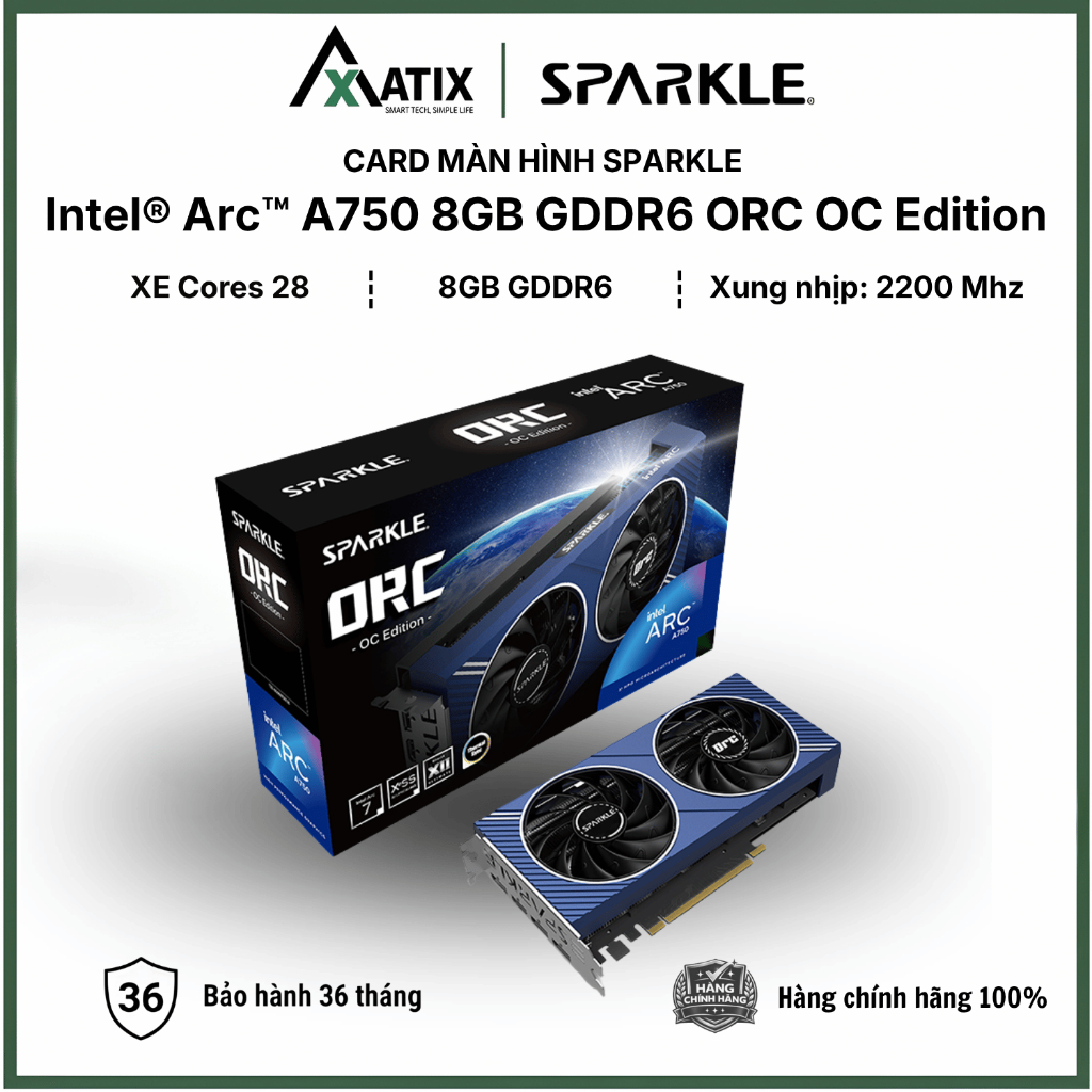 [CHÍNH HÃNG] Card Đồ Họa VGA SPARKLE Intel® Arc™ A750 8GB GDDR6 ORC OC Edition - Bảo Hành 3 năm