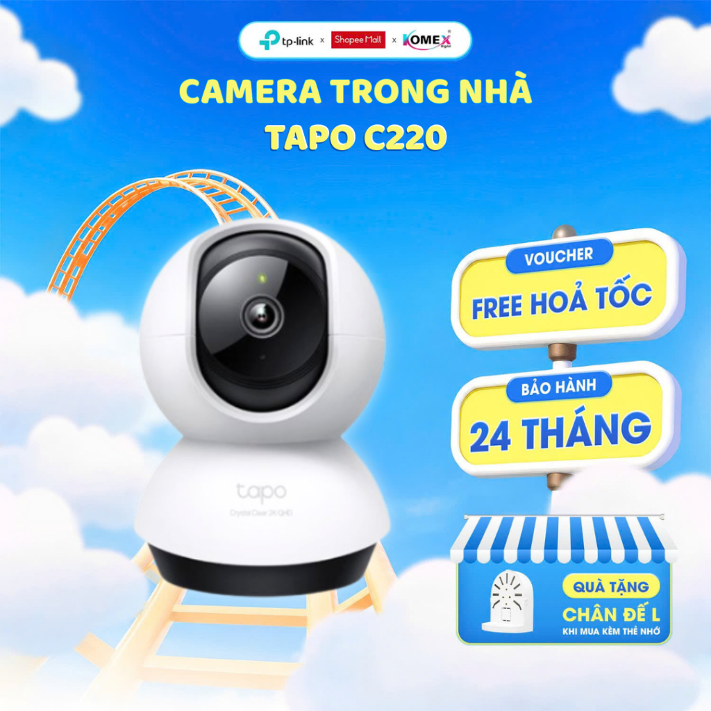 Camera AI Wifi TP-Link Tapo C220 4MP chính hãng quay quét 360 độ giám sát an ninh gia đình