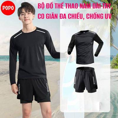 Bộ đồ bơi, thể thao nam dài tay POPO AB3 co giãn đa chiều, chống nắng