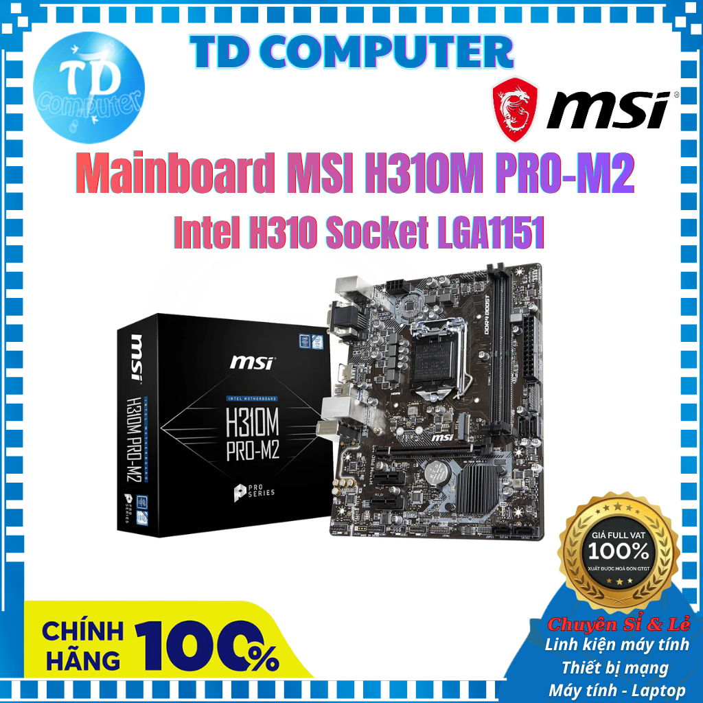 Mainboard MSI H310M PRO-M2 – Intel H310 Socket LGA1151 - Hàng chính hãng DGW phân phối