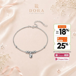 Lắc Chân Nữ DORA Chất Liệu S925 Cao Cấp - Vòng Đeo Chân Hạt Chuông May Mắn Khóa Điều Chỉnh Độ Dài LC03