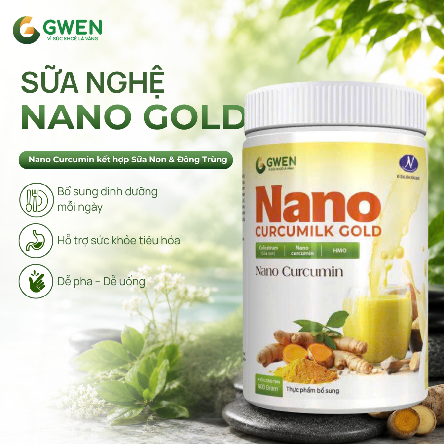 Sữa Nghệ Dinh Dưỡng GWEN Curcumin Milk Gold Nano Curcumin Sữa Non Đông Trùng Hạ Thảo