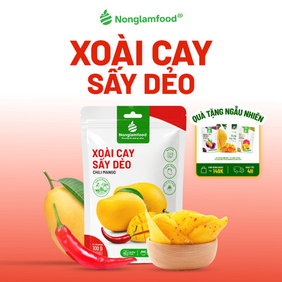 Xoài Sấy Dẻo Muối Ớt Nonglamfood Chua Cay Đậm Vị, Đồ Ăn Vặt Trái Cây Sấy Tốt Cho Sức Khỏe Túi 100g