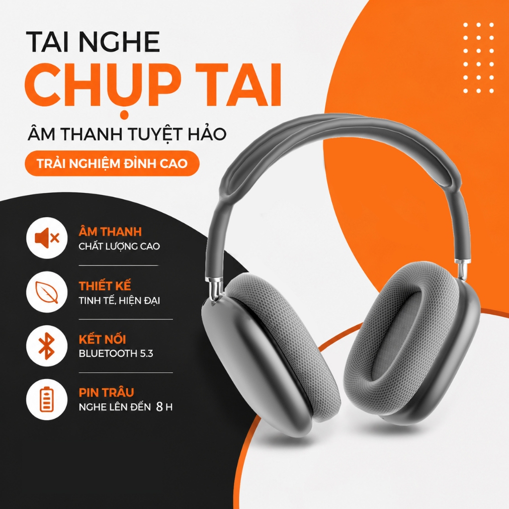 Tai Nghe Bluetooth P9 Chụp Tai Không Dây Âm Thanh HiFi Bass Mạnh Có Mic Đàm Thoại Pin Trâu