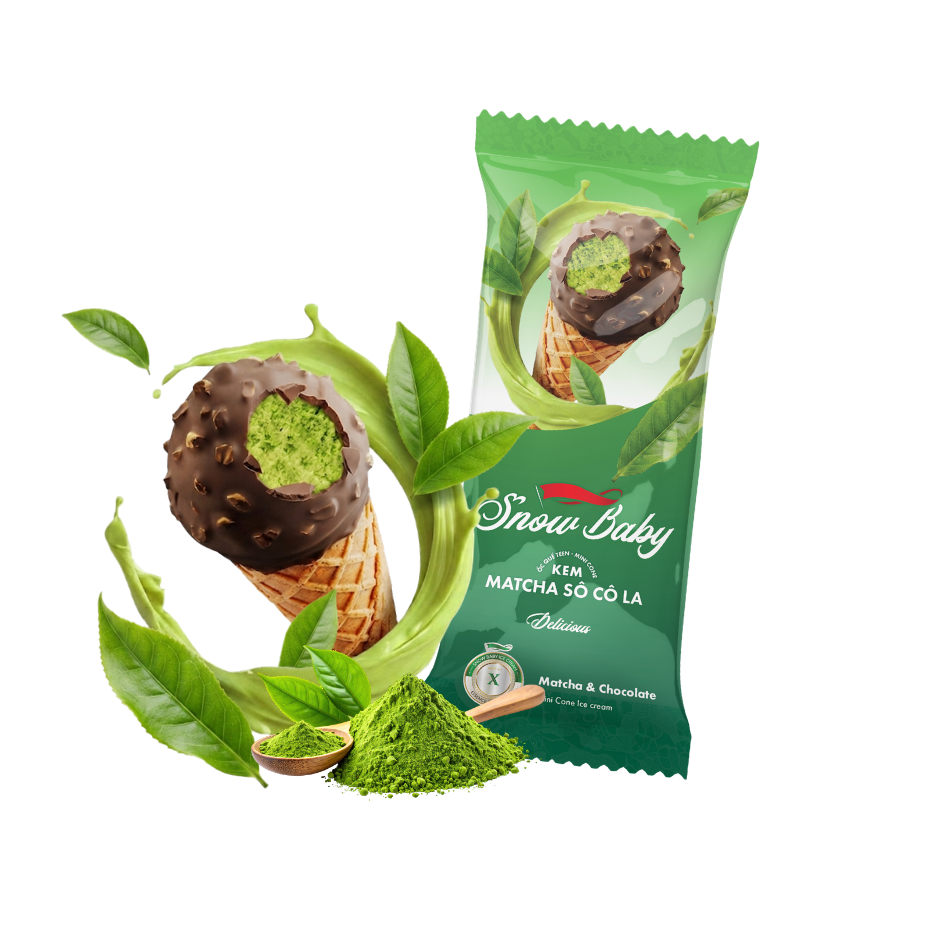 (Hỏa tốc HN) Kem Ốc Teen Matcha Socola Snowbaby