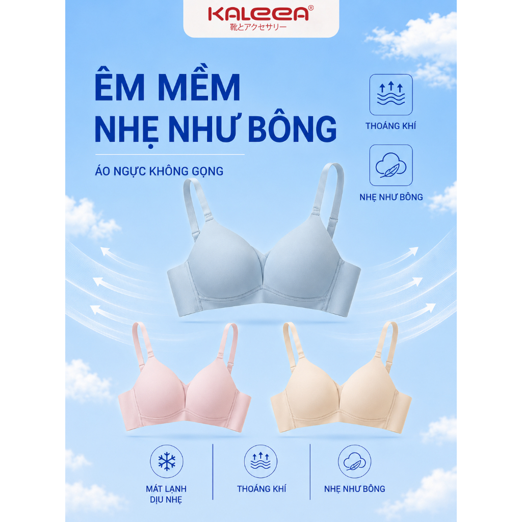 Áo Lót Nữ Kaleea AL3205 Không Gọng Su Mềm Nhẹ Thoáng