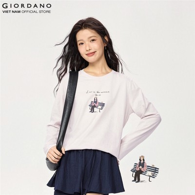 [Online Exclusive] [Beau Monde] Áo Thun Nữ Dài Tay In Hình Funny Time Print Long Sleeve Tee 13395790-79