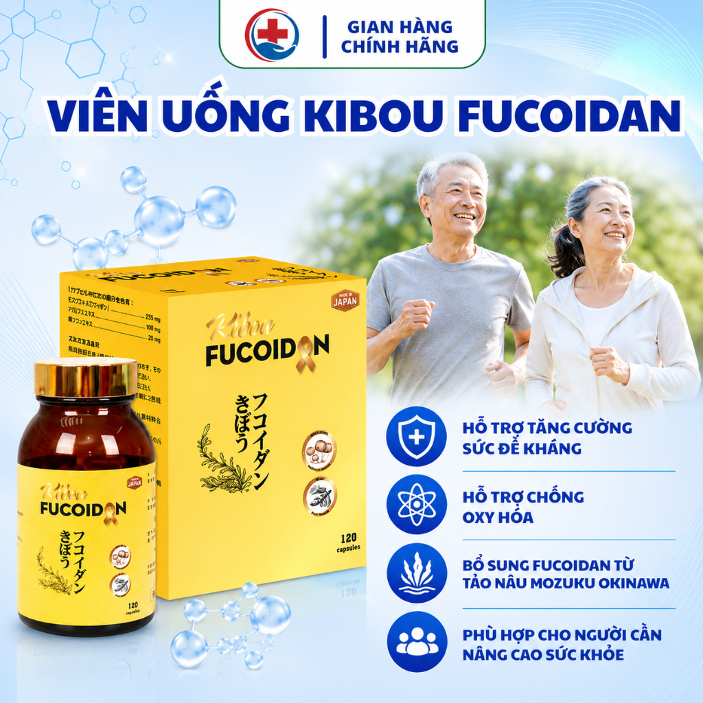 Viên Uống Kibou Fucoidan Nhật Bản (120 Viên) ,Giúp Tăng Đề Kháng, Ngừa Oxi Hóa Nhập Nhập Khẩu Nhật B