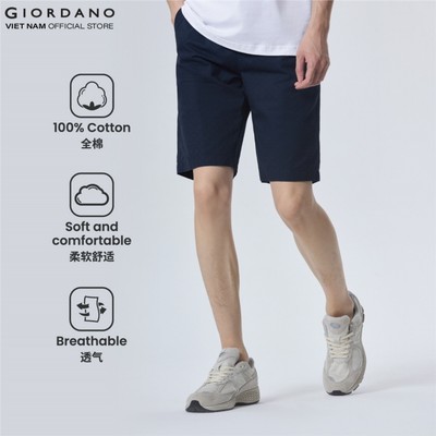 GIORDANO Quần Shorts Kaki Nam Lưng Thun Dây Rút 01105205