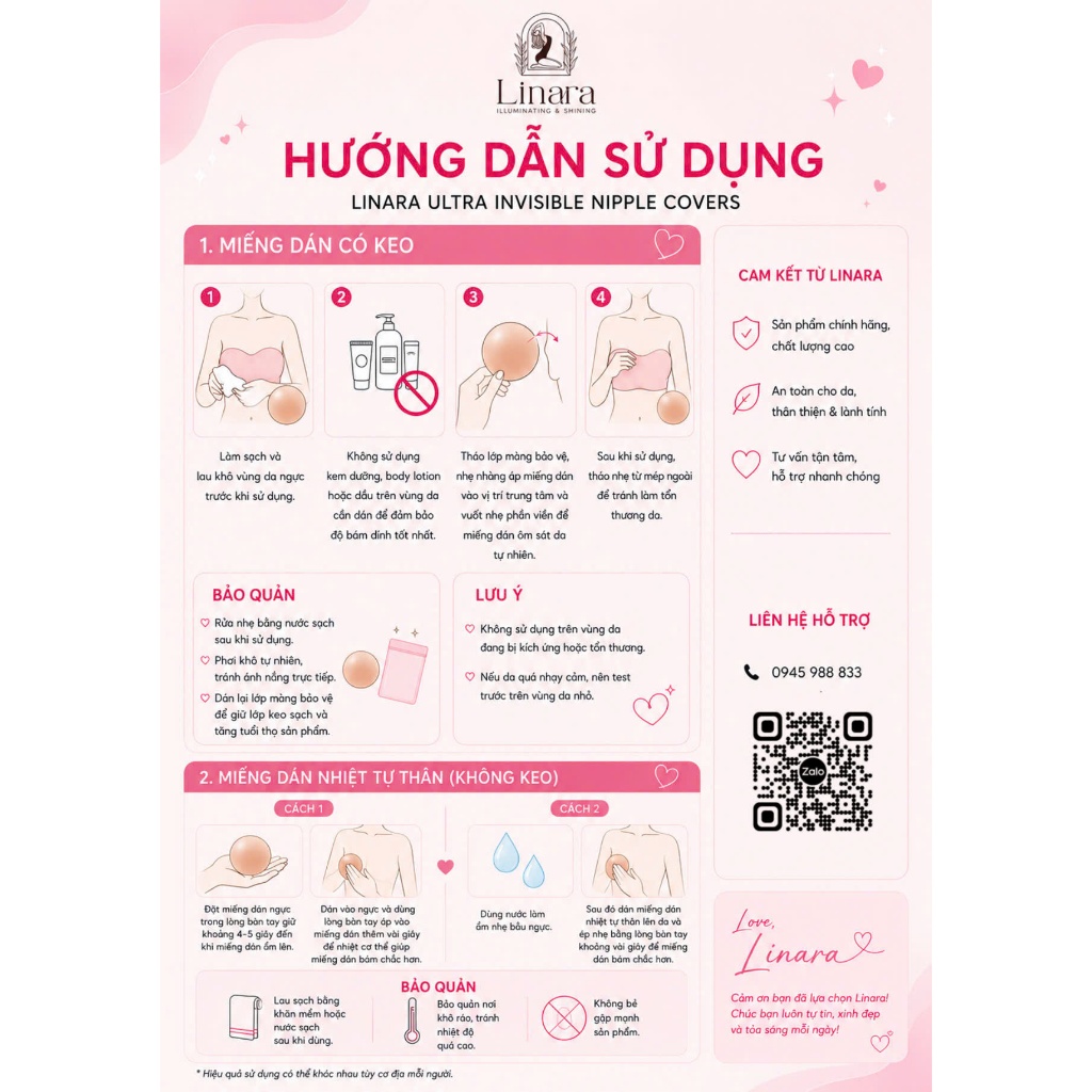 [QT] Quà Tặng Không Bán - Giấy HDSD miếng dán Linara