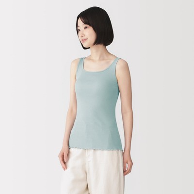 [26AW] MUJI Áo Ba Lỗ Vải Lyocell Gân (Bra Tank Top)