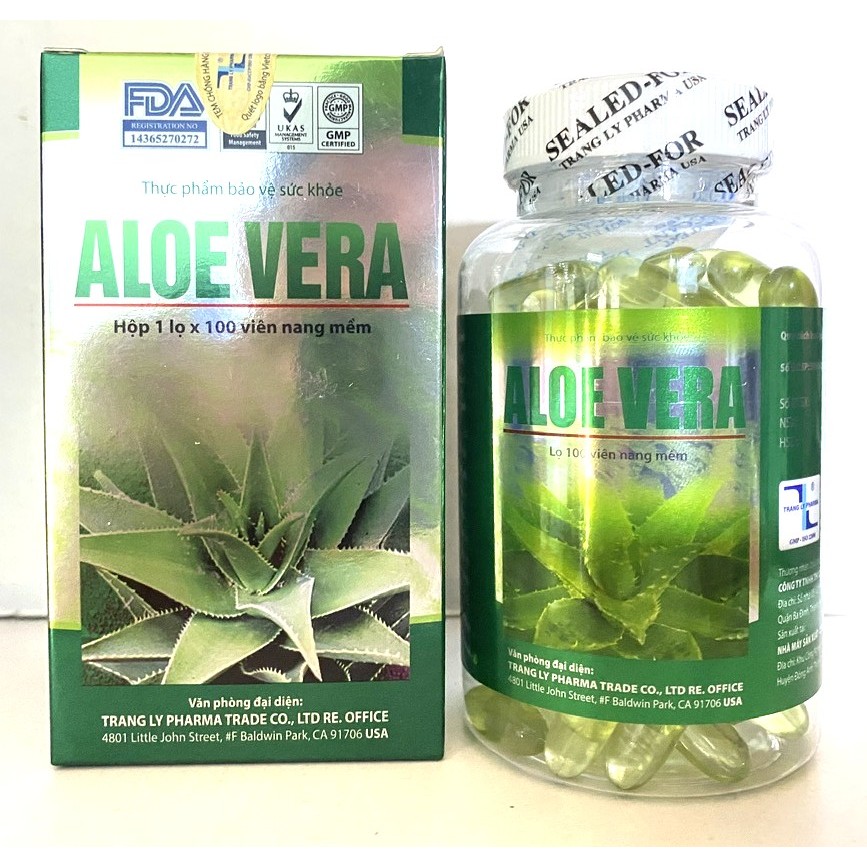 ALOE VERA Green  Aloe vera Viên Uống Đẹp Da, Dưỡng Ẩm, Chống Lão Hoá, Mờ Sẹo - Sữa Ong Chúa ALOE VER