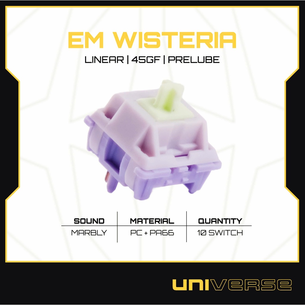 10 Switch Epomaker Wisteria Tím Switch Linear 5 Pin 45g Prelube Công Tắc Bàn Phím Cơ Universe