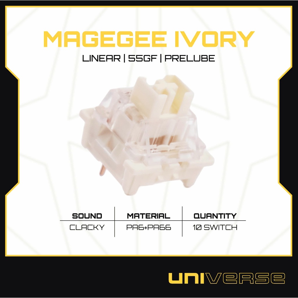 10 Switch MageGee Ivory White Switch Linear 3 Pin 55g Prelube Công Tắc Bàn Phím Cơ Universe