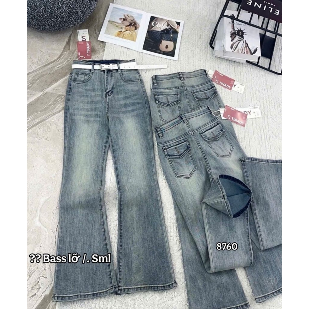 [Mẫu Mới- Dài 92cm] Quần Jean Loe Nữ 9 Tấc 92cm Phối Túi Sau Cạp Lưng Cao Tôn Dáng Cho Nấm Sml