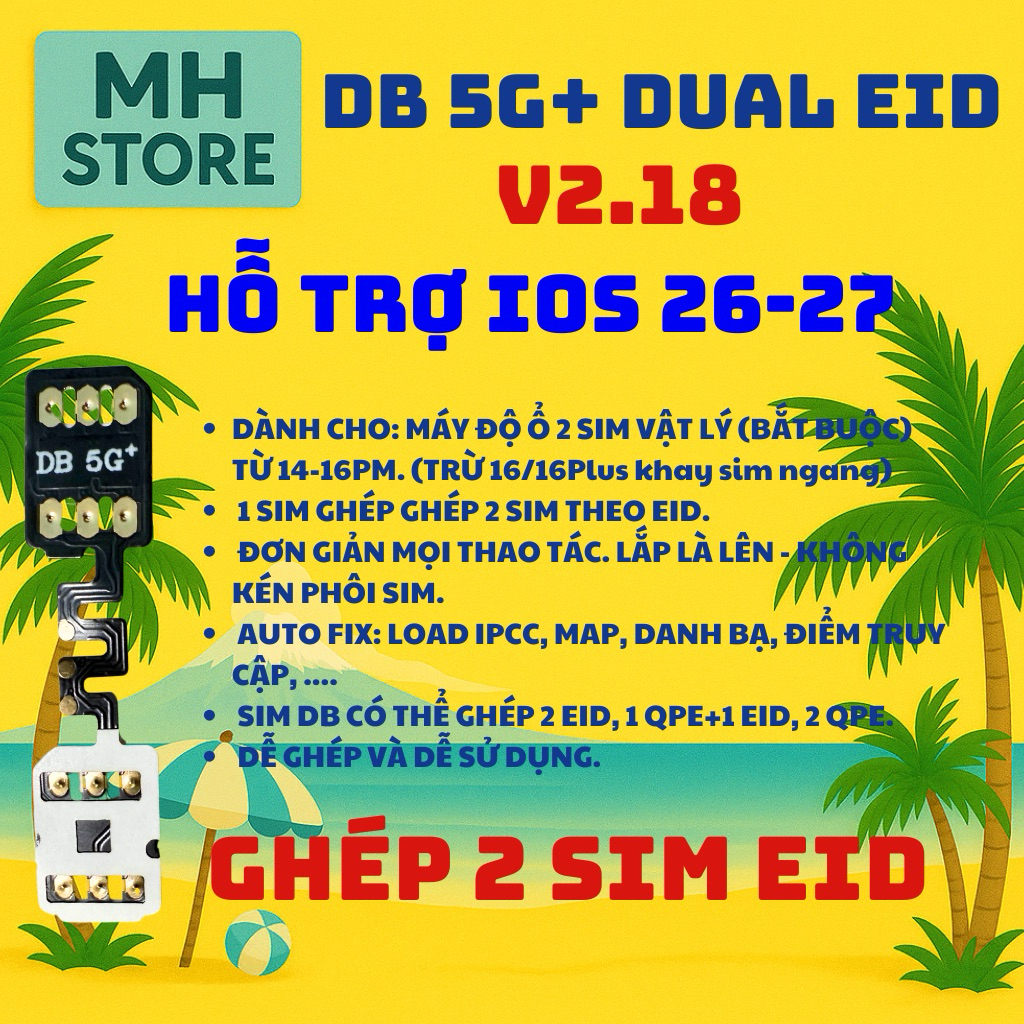 Sim ghép DB 5G+ Dual EID v2.18 (sim 2 eid)/ Heicard Pro Dual GTR/ SuperMEP OTA