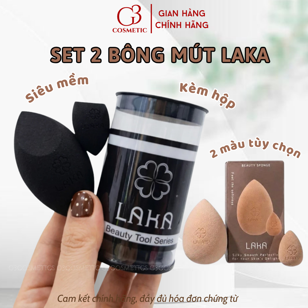 [LAKA] Mút tán kem nền LAKA set 2 chiếc mút trang điểm siêu mềm mịn chuyên dùng cho makeup