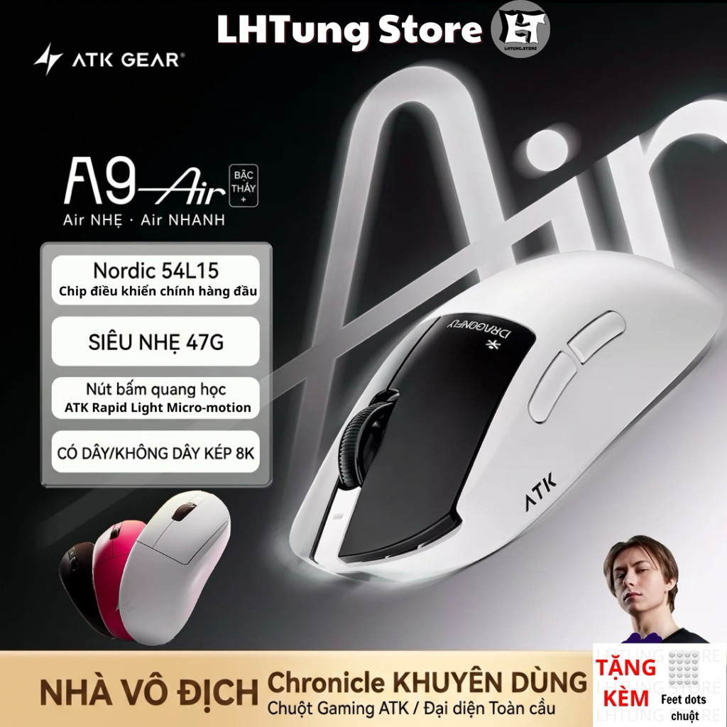 [SẴN GIAO] Chuột không dây ATK A9 Dragonfly | A9 Ultra | A9 Pro | A9 Plus | A9 SE | PAW3950 Ultra | 8K Polling Rate | BigBuy360 - bigbuy360.vn