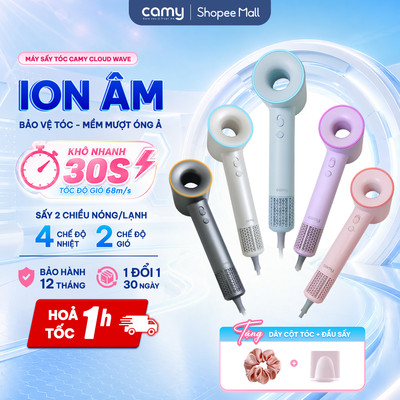 Máy sấy tóc ion âm Camy Cloud Wave 2 chiều nóng lạnh tốc độ cao 1600W, bảo vệ tóc bảo hành 12 tháng