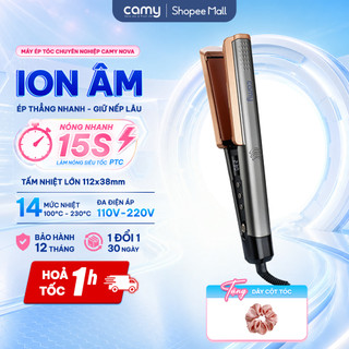 Máy duỗi tóc ion âm Camy Nova ép tóc chuyên nghiệp chuẩn salon, tấm nhiệt bản to ceramic bảo vệ tóc