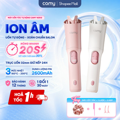 Máy uốn tóc xoăn tự động tích điện Camy Neris trục 32mm ion âm bảo vệ tóc gốm ceramic BH 12 tháng