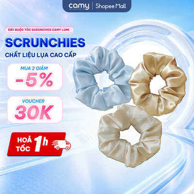 Dây buộc tóc scrunchies Camy Lumi đồ cột tóc nữ cỡ lớn thiết kế xếp ly sang trọng