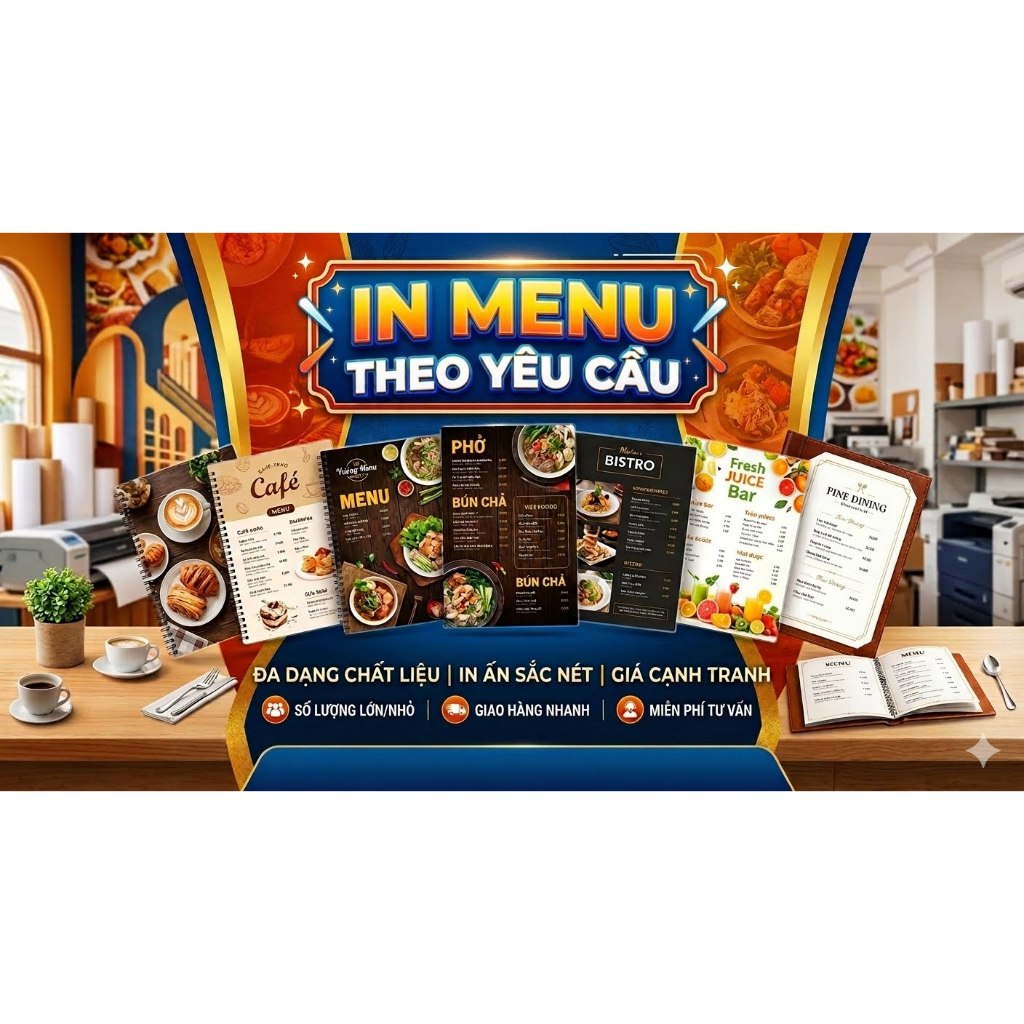In Menu Theo Yêu Cầu, Menu Formex,in bồi formex 5 li , Size a4 a3 , Innhanhbichdng