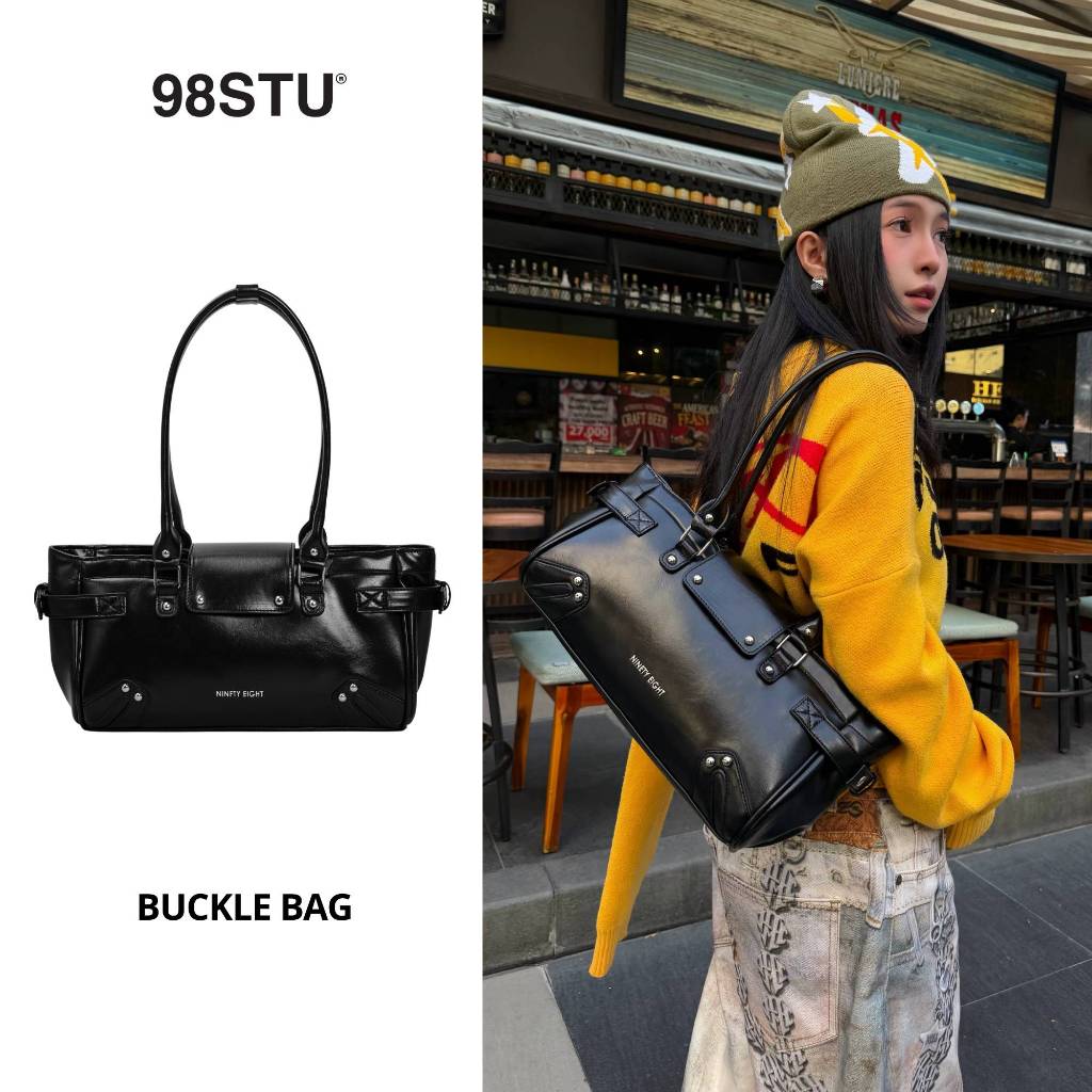 Túi đeo vai cầm tay 98stu Local Brand Chính Hãng Buckle Bag da cao cấp 4 màu