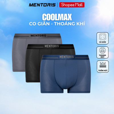 COMBO 3 Quần Lót Boxer Nam MENTORIS Vải Thun Lạnh, Lớp Lót Kháng Khuẩn, Thoáng Mát Dễ Chịu CB3.MIBX25A008