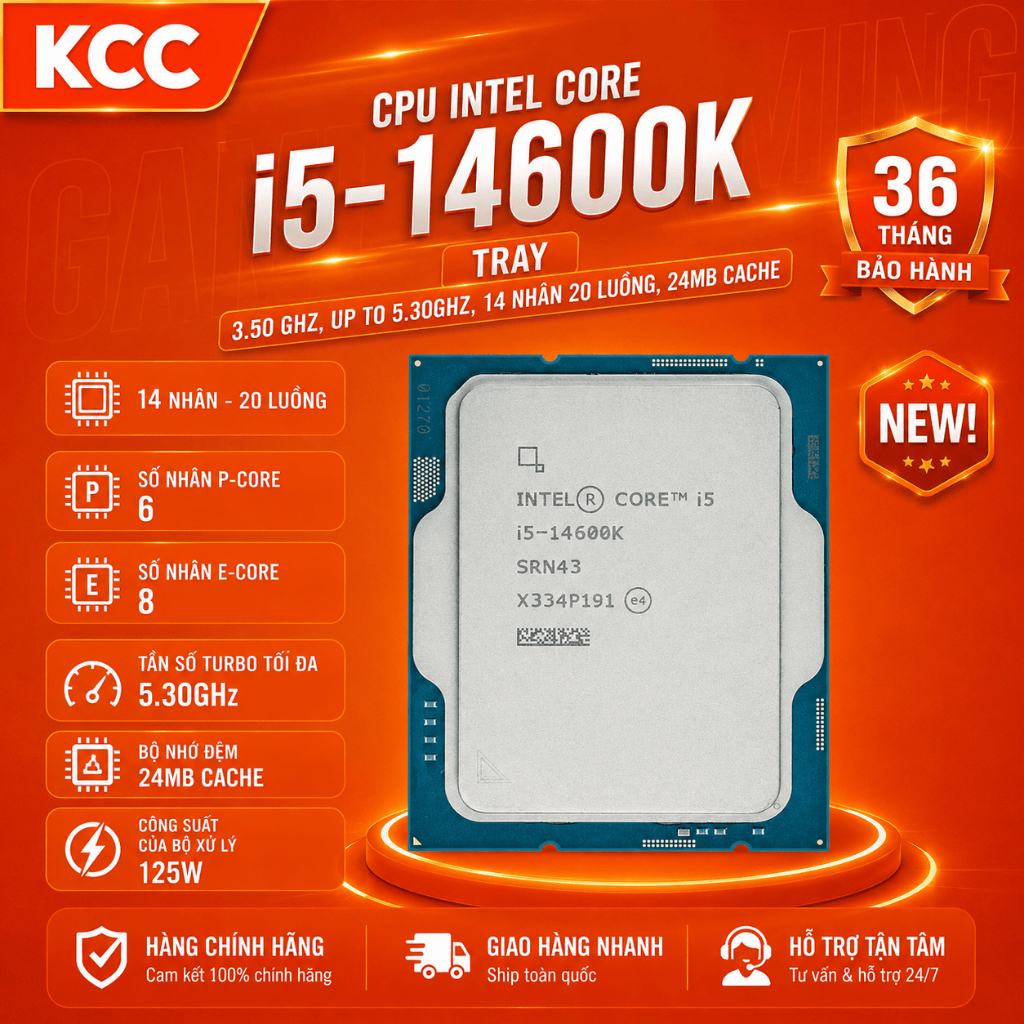 [Full VAT] CPU Intel Core i5 14600K, i5 14600KF - Tray (Full VAT) - bảo hành 3 năm