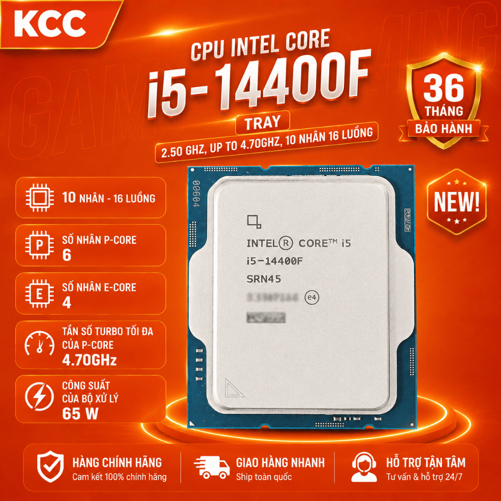 [Full VAT] CPU Intel Core i5 12400F / 13400F / 14400F Tray New ( không kèm quạt) - làm việc giải trí