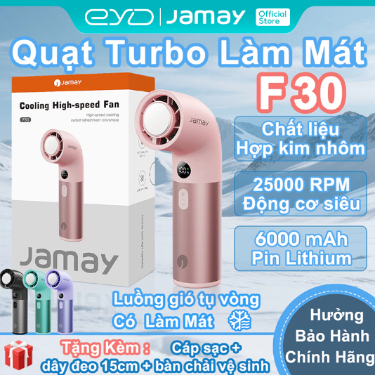 JAMAY F30 cầm tay hợp kim nhôm Quạt Làm lạnh Dùng lâu Gió mạnh25000RPM Quạt ống cong Handheld fan