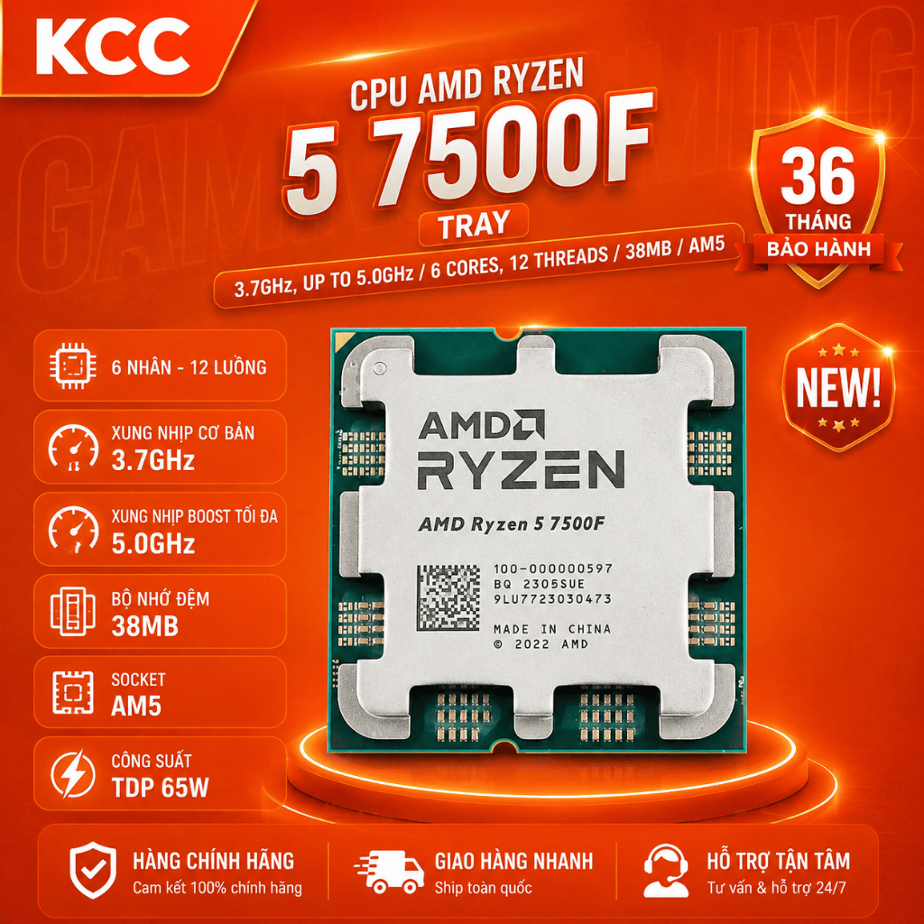 [Full VAT] CPU AMD Ryzen 5 7500F Tray - bảo hành 3 năm