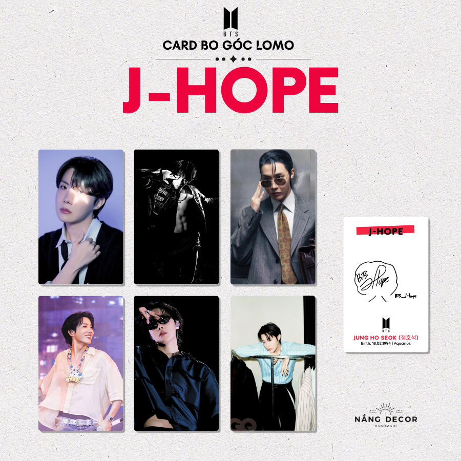 [HCM] Card Bo Góc BTS - JHOPE Jung Ho Seok - Size 5.4 x 9cm | Nắng Decor 2015