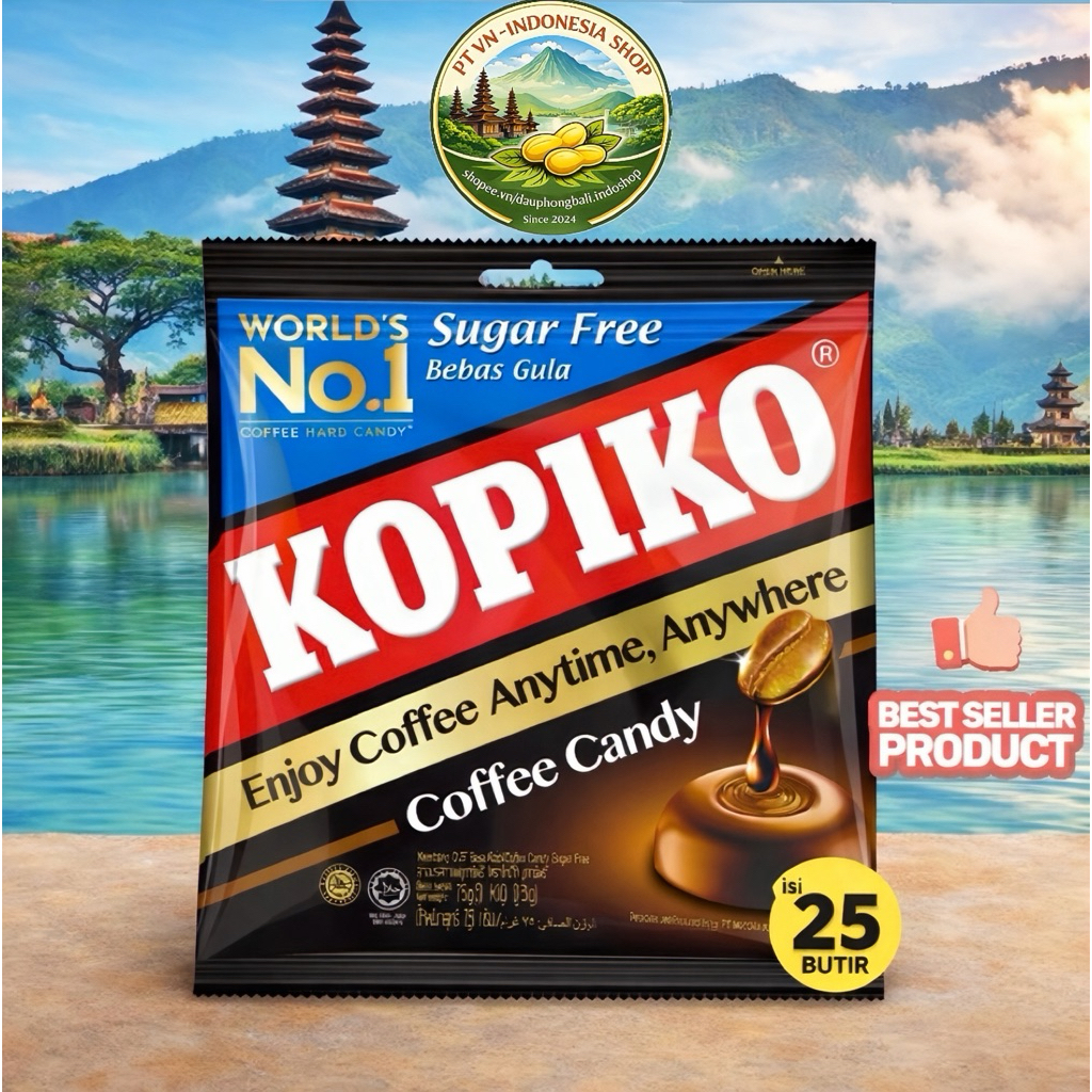 Kẹo Cà Phê Kopiko Sugar Free 75g (25 Viên) – Không Đường – Coffee Candy Indonesia