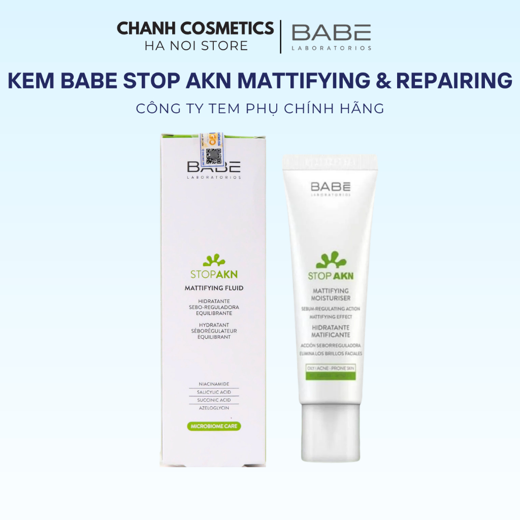 Kem Dưỡng Kiềm Dầu Babe Stop AKN Mattifying Moisturiser Dưỡng Ẩm, Cho Da Dầu Mụn 50ml Duduhouse CHAN