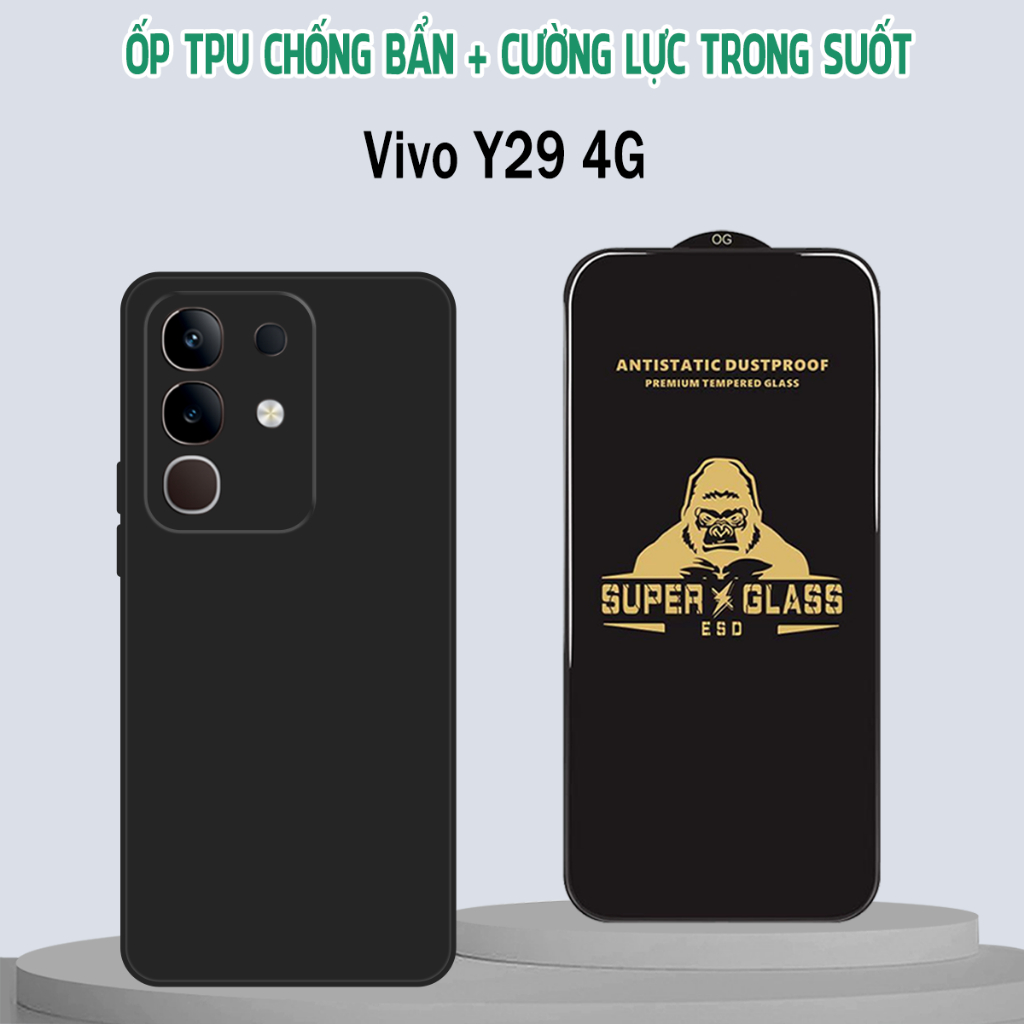 Ốp lưng và kính cường lực Vivo Y29 4G - Vivo Y29 5G Ốp TPU chống bám bẩn, bảo vệ camera