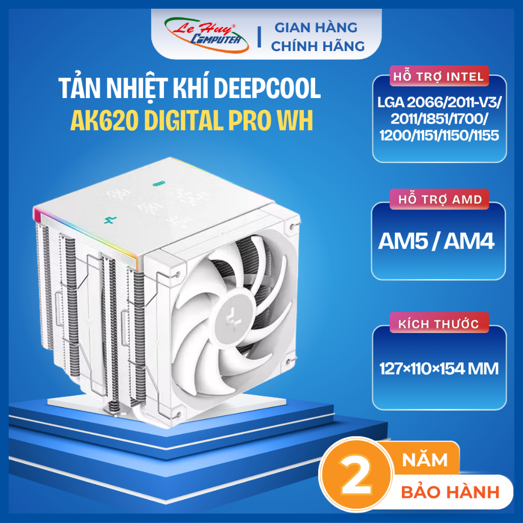 Tản Nhiệt Khí CPU DEEPCOOL AK620 DIGITAL PRO WH (Trắng) - Hàng Chính Hãng