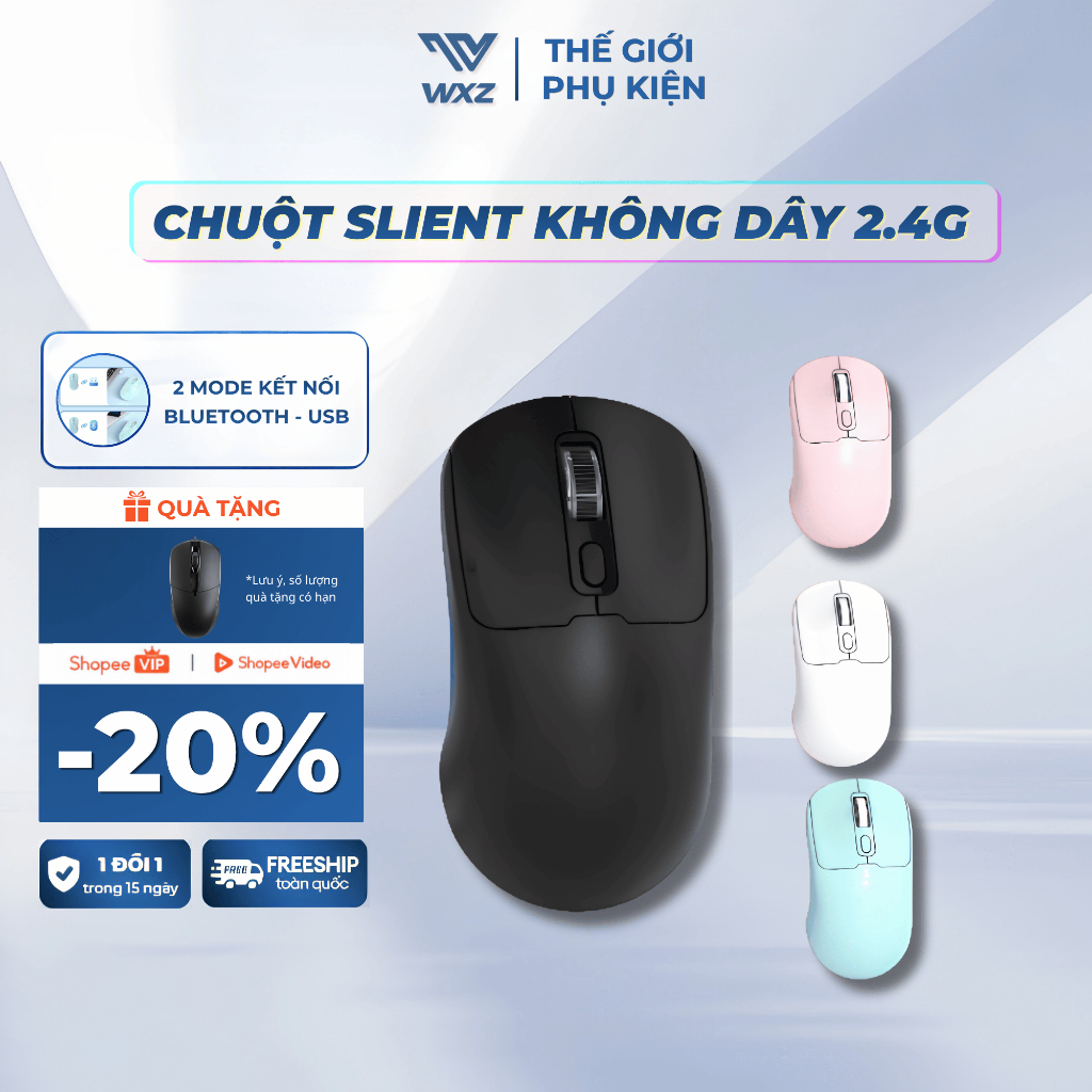 Chuột Máy Tính Không Dây 2 Mode Kết Nối Bluetooth và Wireless 2.4G, Chuột…